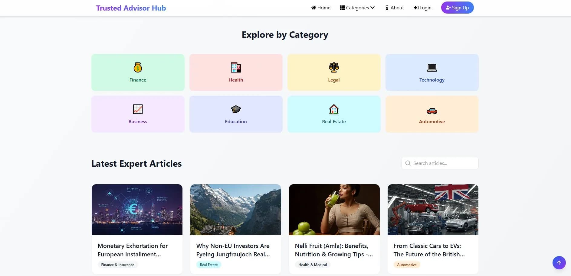 Screenshot of TrustedAdvisorHub project